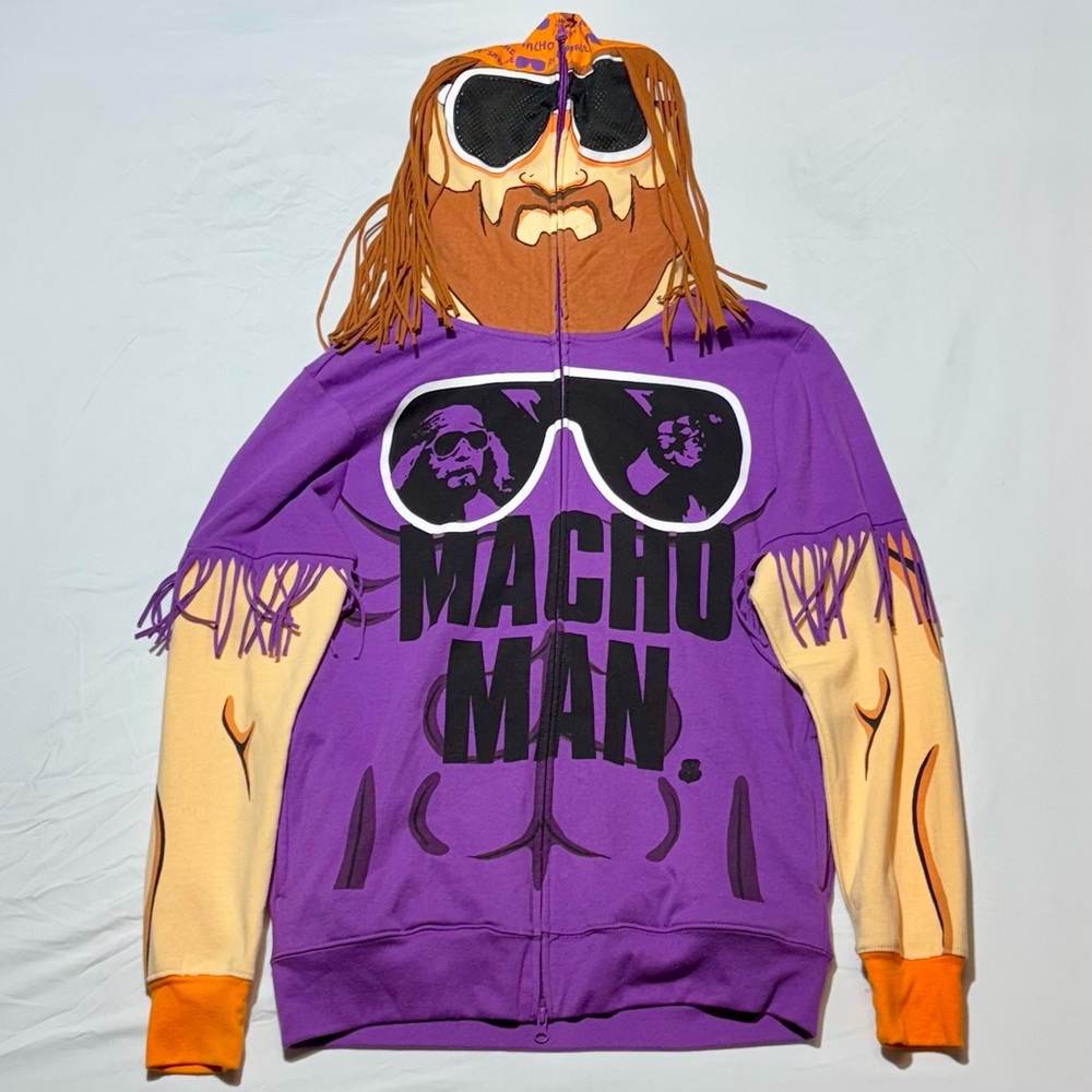 WWE Macho Man Purple Orange Hooded Zip-Up Sweatshirt